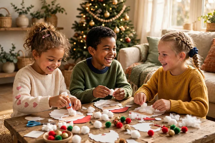 Kids making Christmas crafts together — christmas crafts for kids 2026