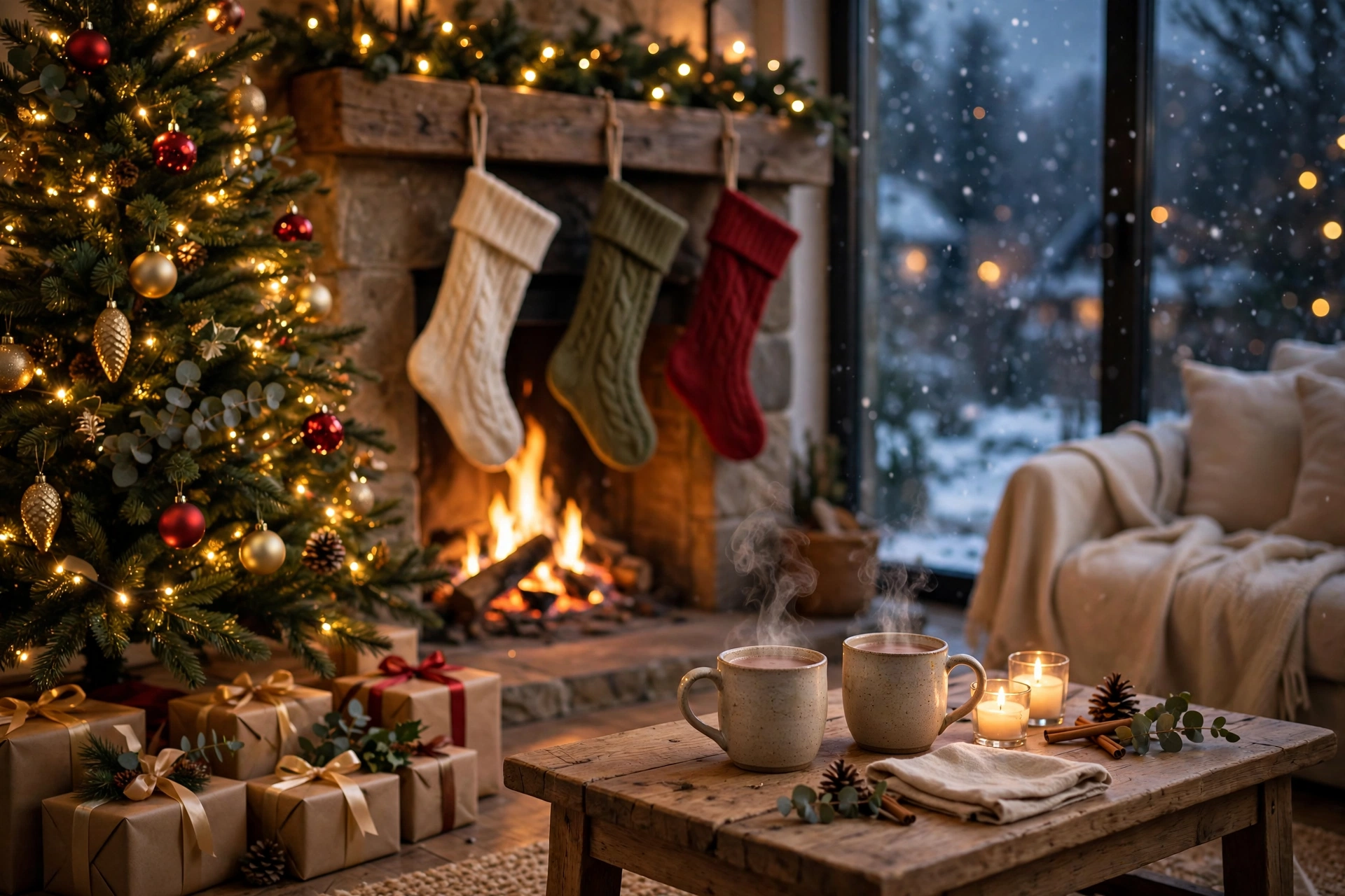 Beautiful Christmas tree in a cozy living room — when is Christmas 2026