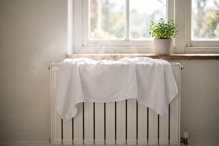 A shallow dish of water on a sun-warmed windowsill, evaporating slowly to add moisture to the room