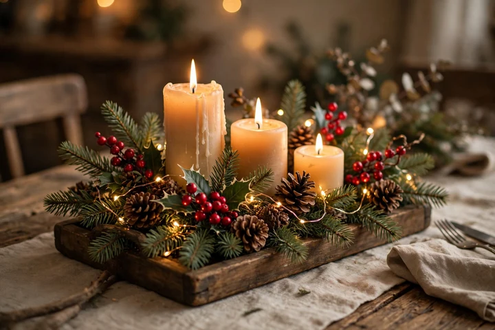 DIY Christmas table centerpiece with candles — diy christmas decorations 2026
