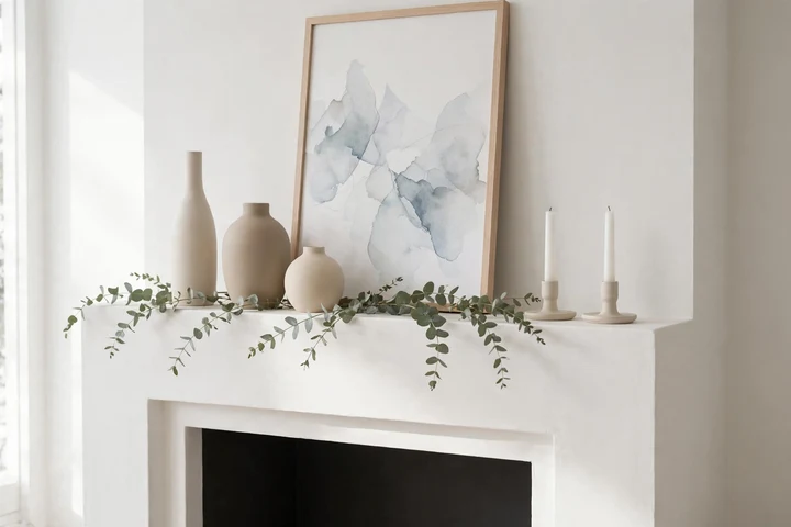 Minimalist modern Christmas mantel — christmas mantel decor