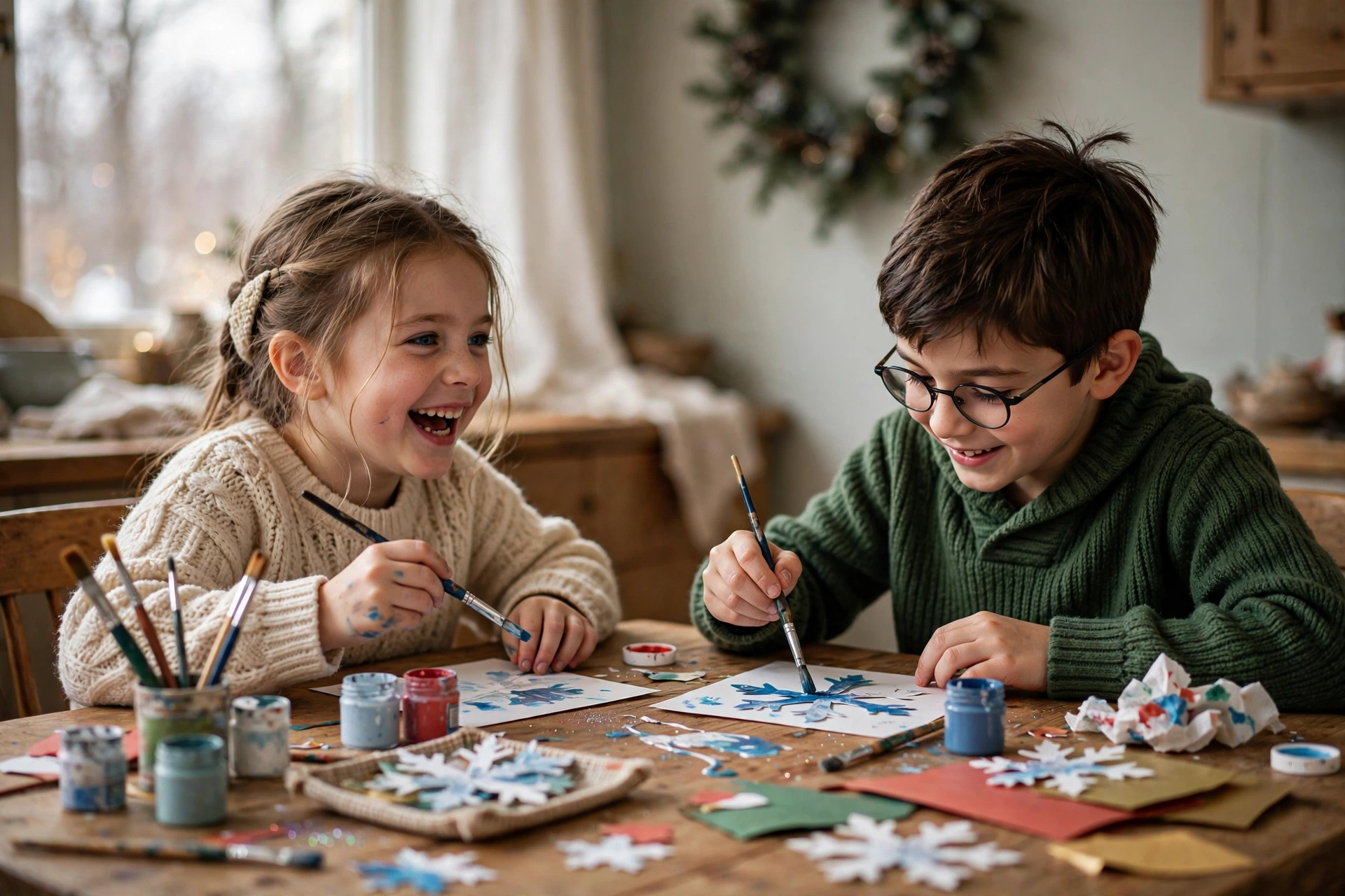 Kids making holiday art — creative Christmas gifts for kids ages 6 to 8