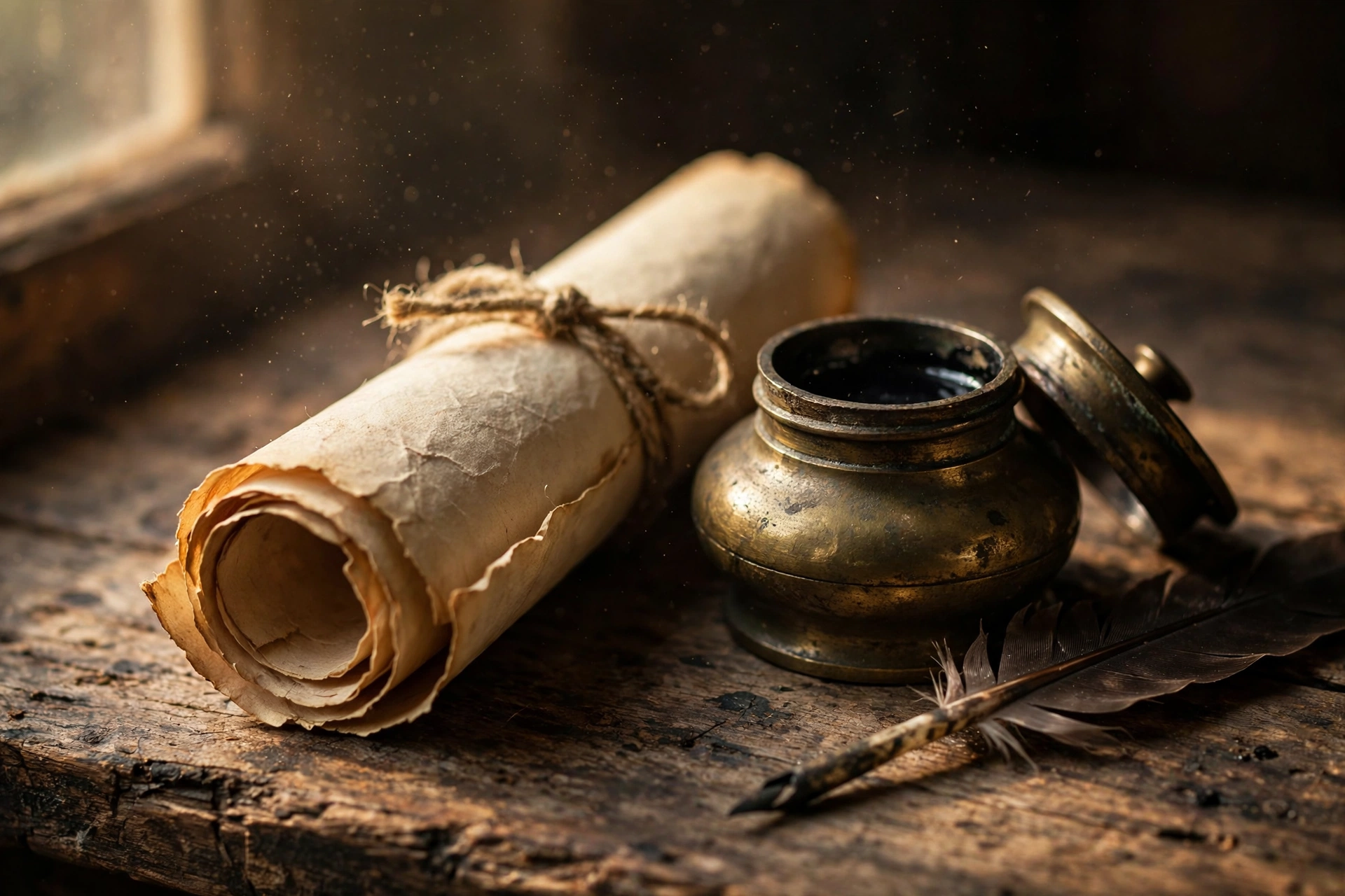 Parchment scroll and brass inkwell symbolizing the presidential proclamations behind why Thanksgiving is on the fourth Thursday
