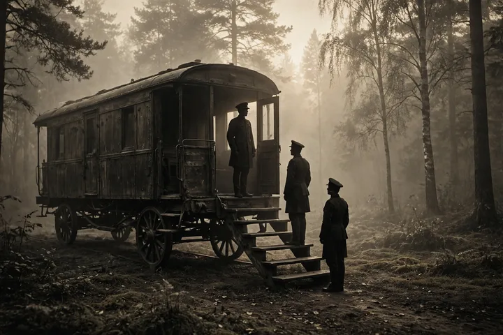 The 1918 railway carriage in the Forest of Compiègne where the WWI armistice was signed